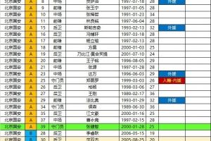  2025中超联赛夏转后各队报名名单